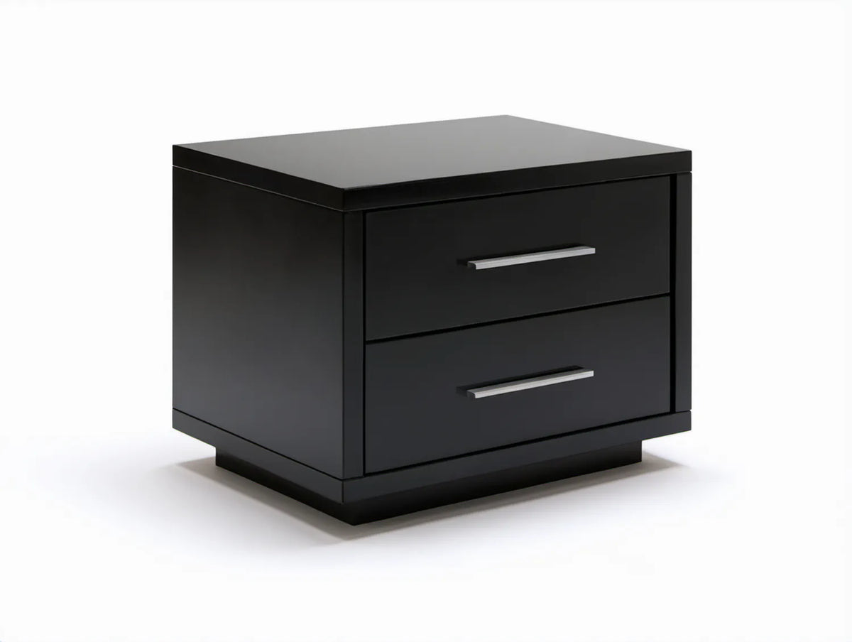 Czarna szafka nocna MDF z 2 szufladami, 50 x 40 x 50 cm
