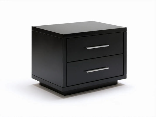 Czarna szafka nocna MDF z 2 szufladami, 50 x 40 x 50 cm