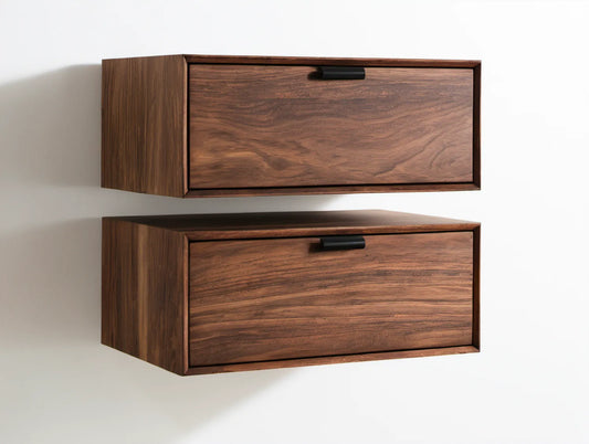 Zestaw 2 wiszących szafek nocnych z MDF z fornirem orzechowym 60 × 30 × 35 cm