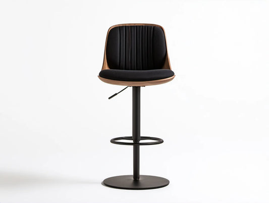 Regulowany hoker barowy czarny/orzechowy 52 x 52 x 92–113 cm